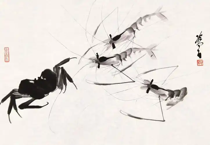 冷军画虾作品和齐白石有一拼网友画照片画腻了