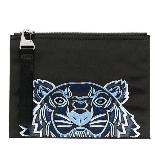 kenzo高田贤三男女同款新品虎头刺绣饰尼龙休闲商务手拿包