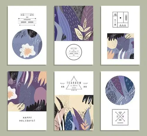 267.森系清新手绘花卉花草杂志书刊封面背景平面设计印刷矢量素材