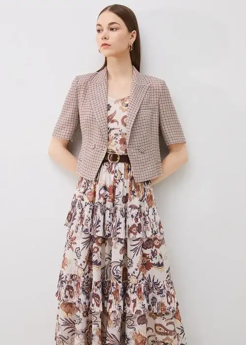 时装周同款 yiner音儿女装2020夏新款无袖吊带印 连衣裙 咖啡色 160