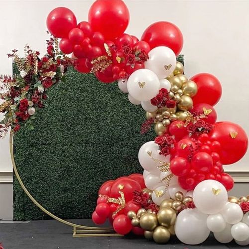 128pcs red balloon garland kit gold chrome latex balloon mat