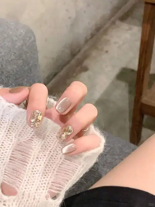 高级感短款 显白定制美甲 网红奶茶猫眼手作纯手工穿戴甲2023年新款优