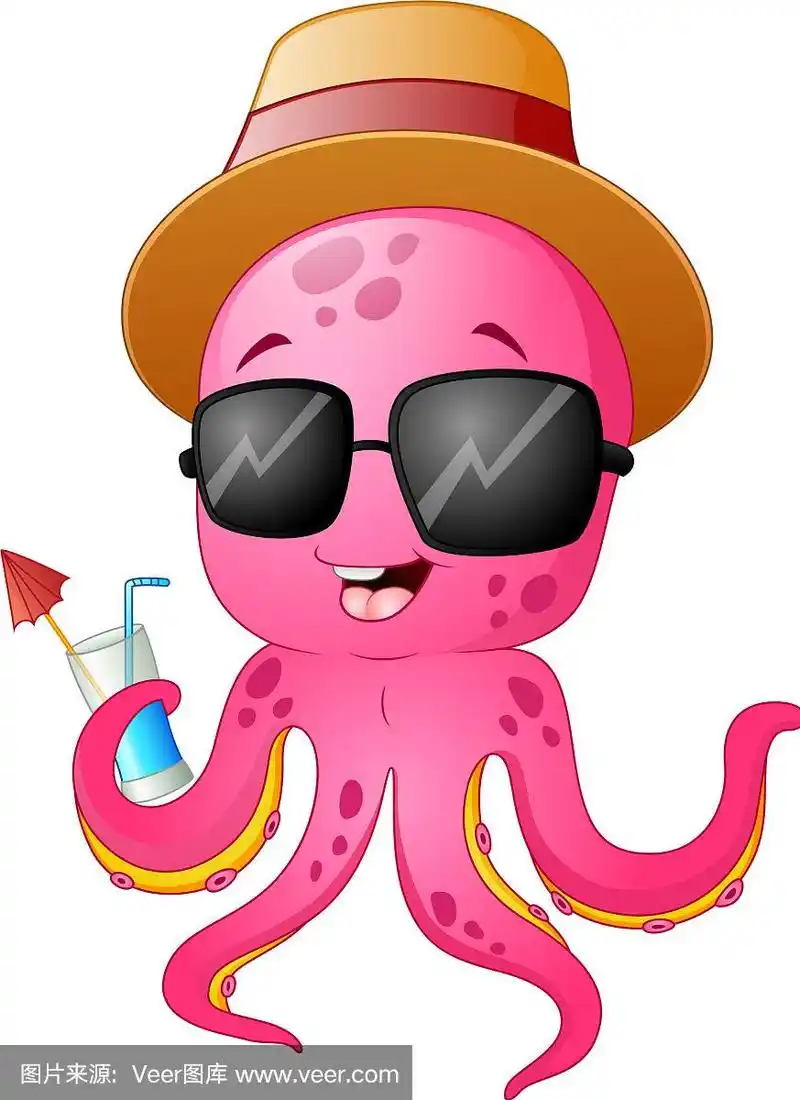 有趣的卡通章鱼夏天