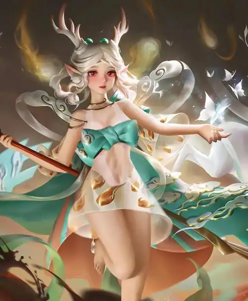 王者荣耀瑶去掉小内霸气瑶遇见神鹿卧床动漫图片瑶遇见神鹿嘴巴里含球