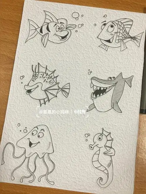 海底世界Ⅰ简笔画鱼类素材打卡