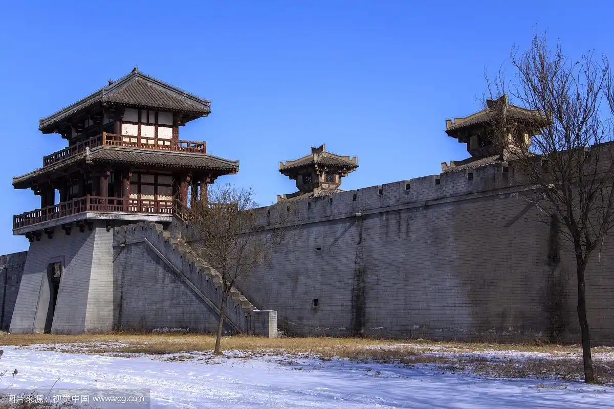 中国涿州影视城的古代建筑城门 涿州影视城 保定