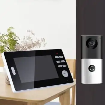 音拓智能无线可视门铃家用别墅楼宇7寸视频监控摄像电子门禁银色