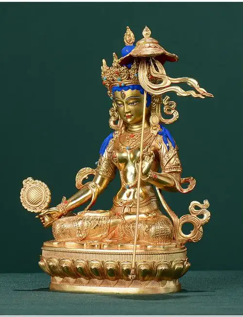 藏村大白伞盖佛母铜鎏金雕花密宗玄关佛堂供奉佛像客厅书房装饰摆件10