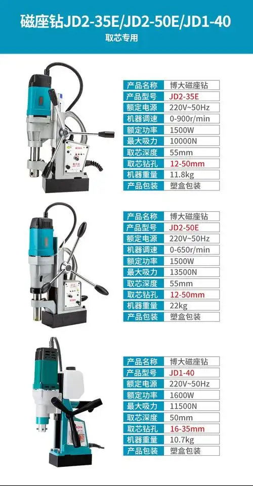 博大多功能磁座钻磁力钻吸铁钻无极调速台钻正反转攻丝钻床空心钻