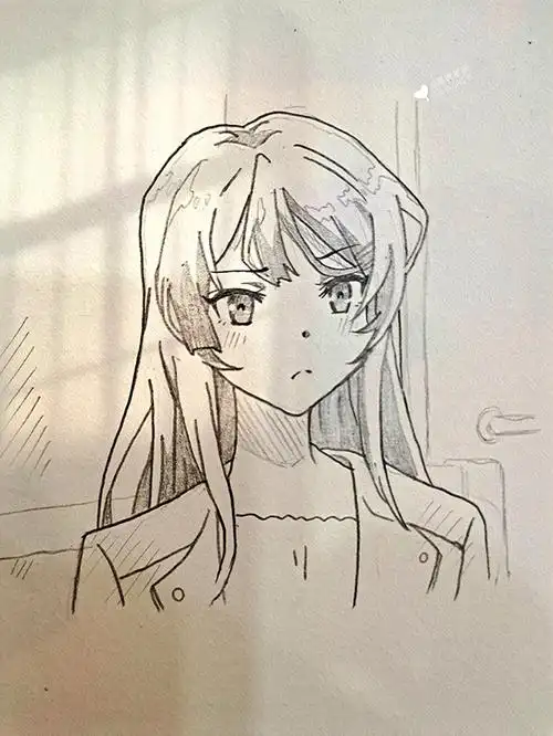 浅画一下[新月r]95#今日摸鱼  #画画  #樱岛麻衣  #画画的日常