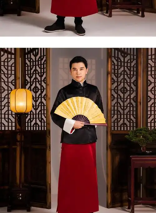 影视古装民国老爷服男款长衫马褂影楼写真全家福长袍舞台剧演出服