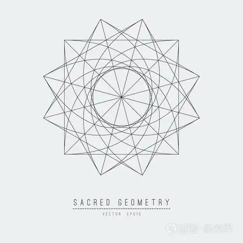 神圣几何线矢量元素生命之花矢量插图