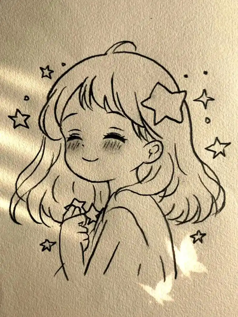 简笔画详细教程 #手绘临摹 #古风女孩 在你离开之前,能 - 抖音