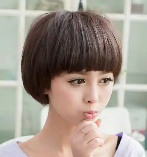 可爱甜美的蘑菇头女生假发发型图片