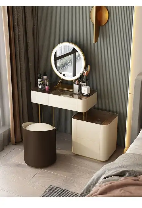 笙苑2022新款梳妆台卧室现代简约2021年新款实木收纳柜一体转角柜小型