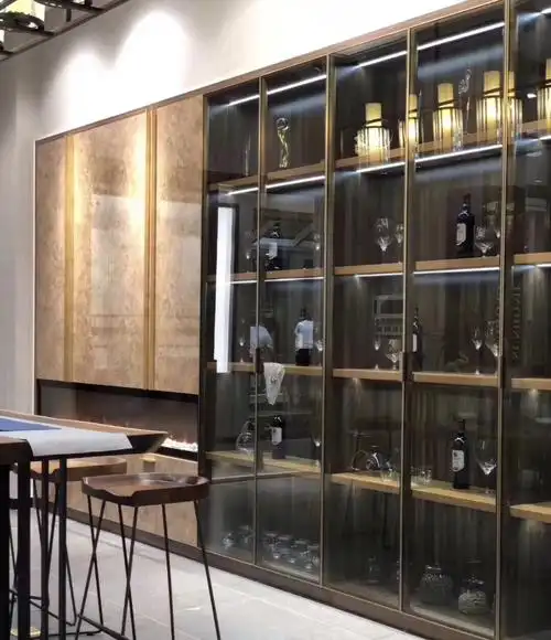 透明玻璃门展示柜储物柜定制现代轻奢极简风推拉门