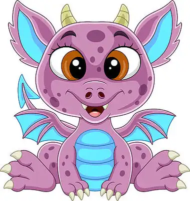 卡通搞笑粉红色婴儿龙坐