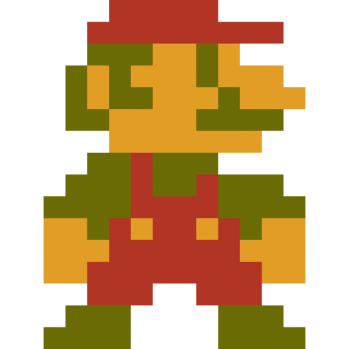 将像素画马里奥和马里奥原画(3d模型)放在一起,可以看到像素画马里奥