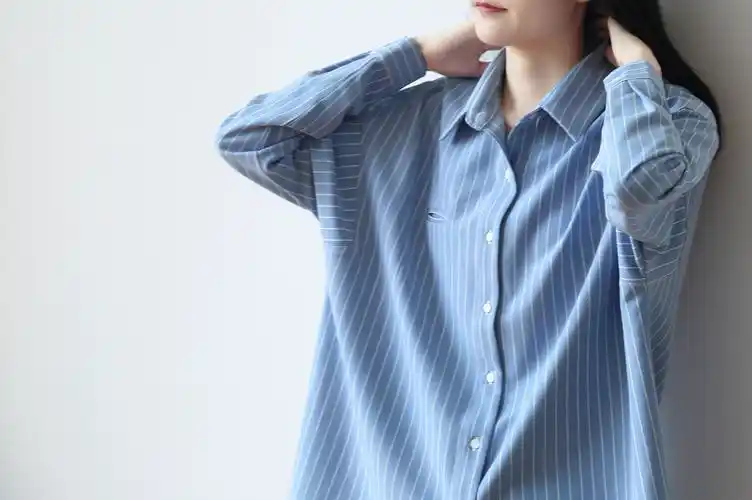 ssstudio春装衬衫设计小众蓝白条纹宽松慵懒衬衫