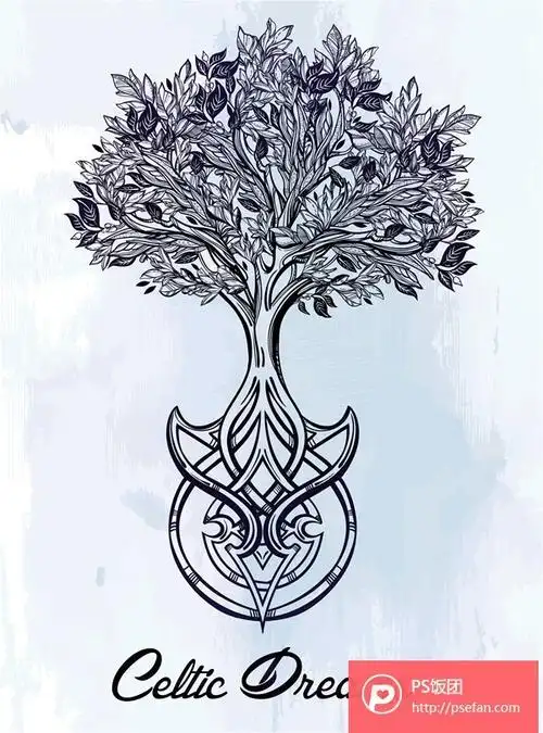 黑白线稿缠绕画装饰画矢量素材ps饭团网