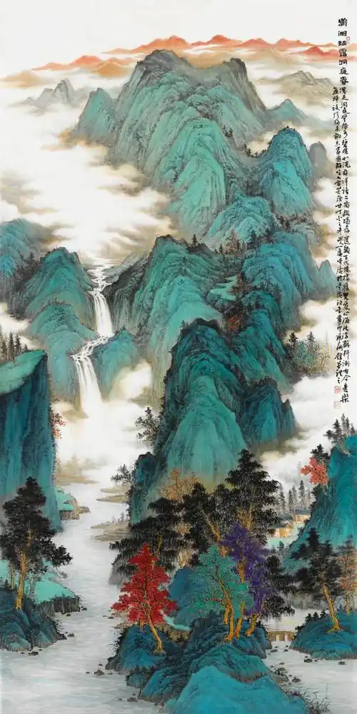 笔底烟霞锦绣春——吴广大青绿山水画《珠玉满春江》赏析_cmx