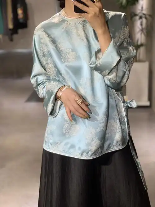 衬衣女长袖真丝图片