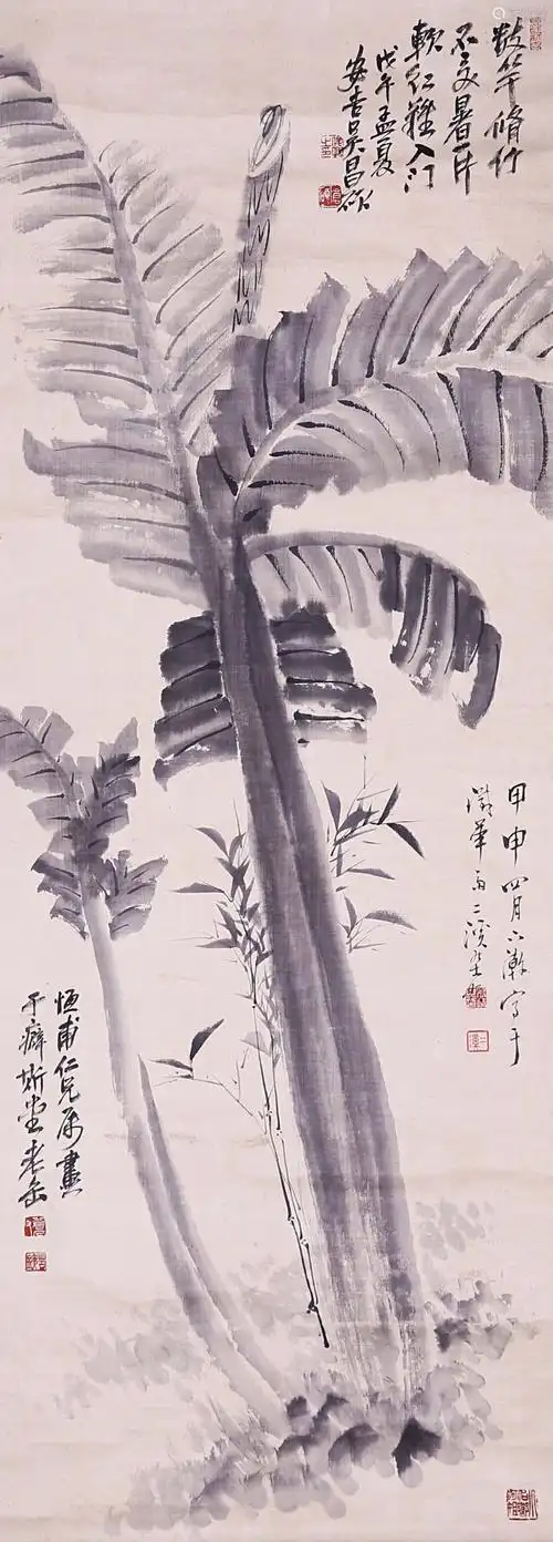 吴昌硕芭蕉设色绢本立轴