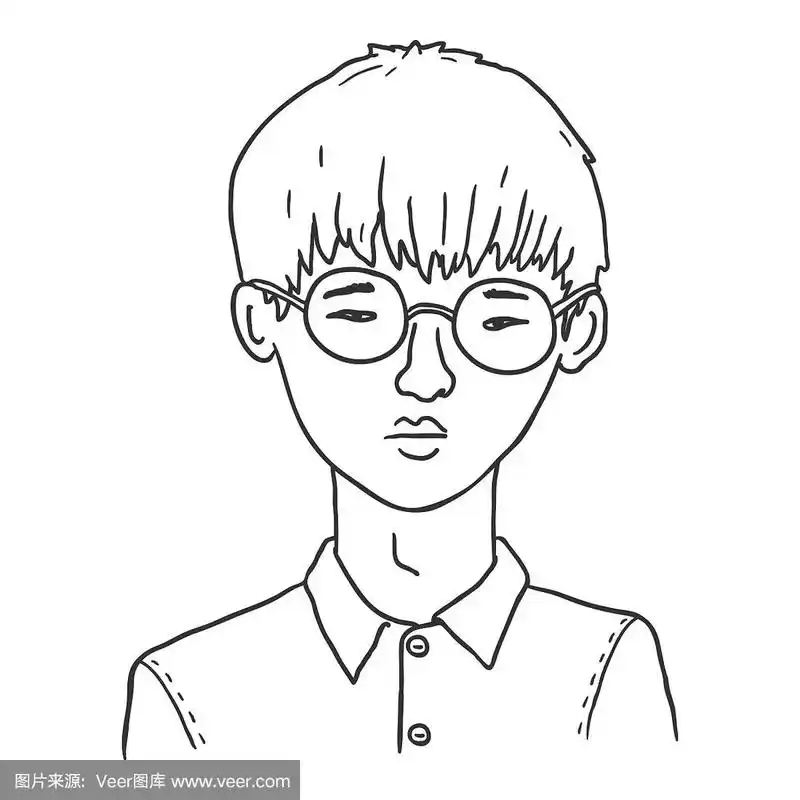 青年人,眼镜,男人,矢量,头像