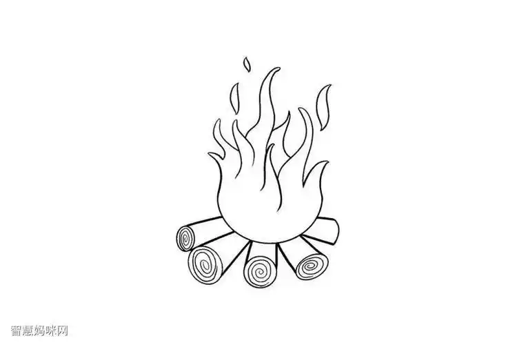 幼儿简笔画火堆