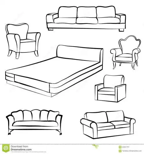 双重沙发 线路在蓝色背景隔绝的沙发家具沙发简笔画