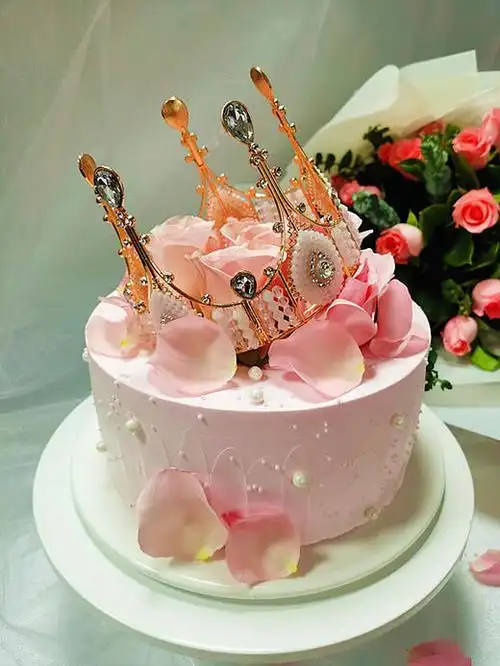 『蛋糕粉色佳人2.5磅 小确幸19支粉玫瑰』