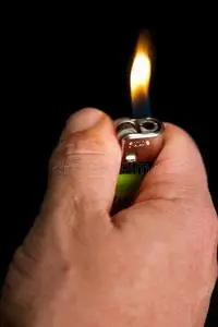 用打火机点燃火花的手照片