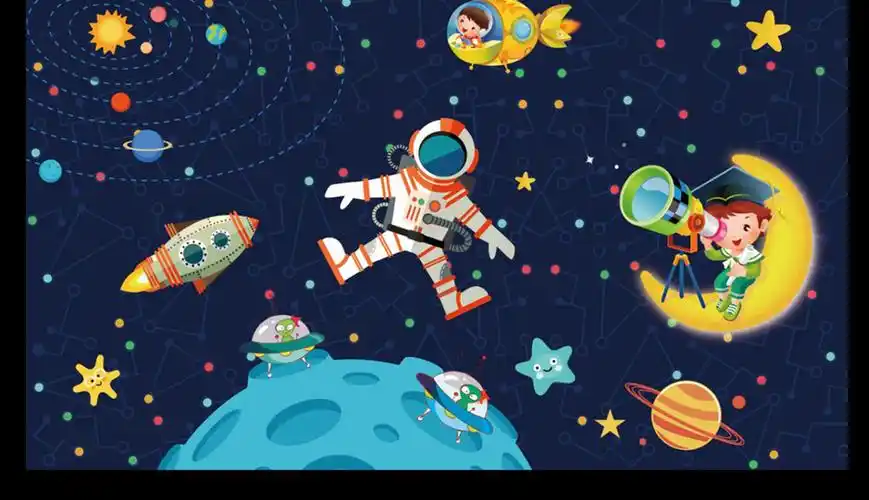 星星夜空太空人卡通儿童房背景墙图片设计素材_高清psd模板下载(12.
