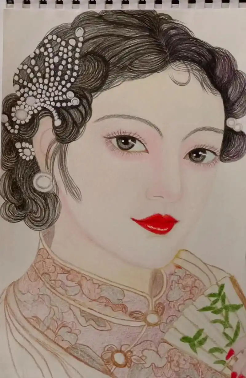 彩铅手绘 #学画古风 美女#分享绘画过程!
