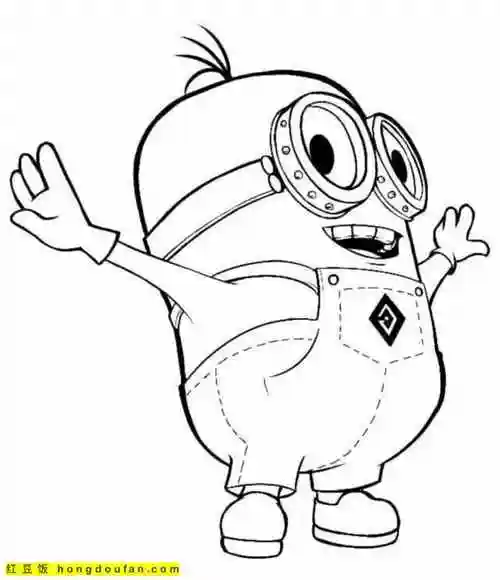 10张超级可爱搞怪的小黄人卡通儿童涂色简笔画-红豆饭小学生简笔画