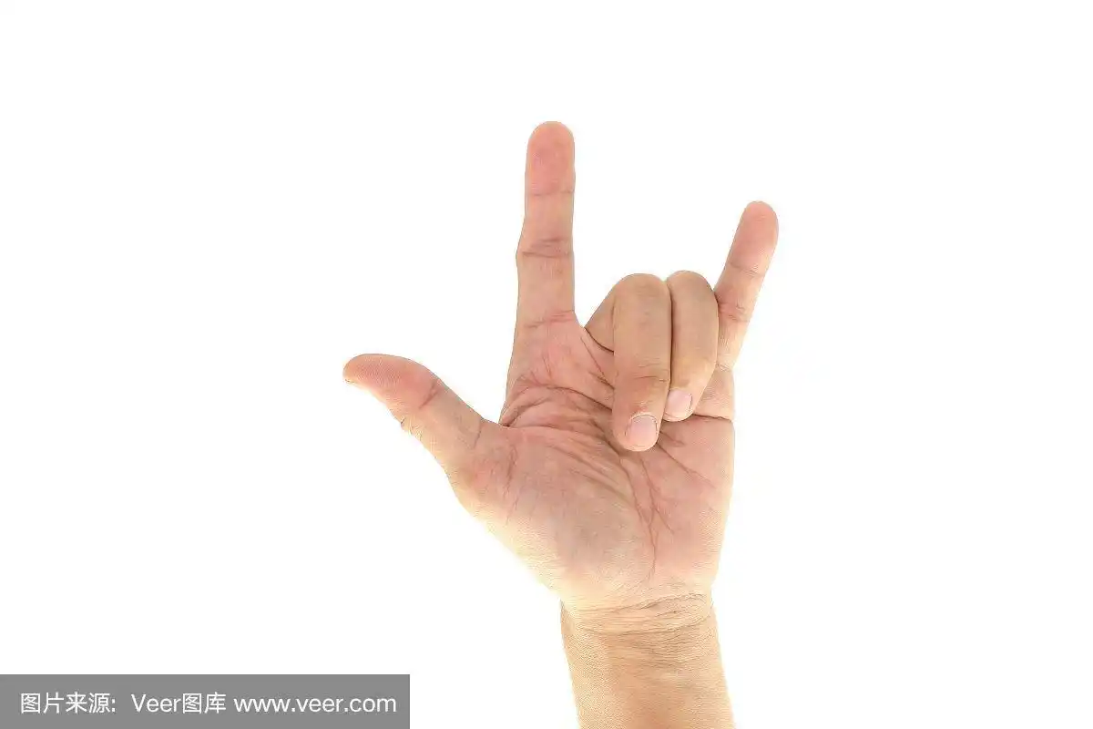 手势/信号:我爱你,孤立在白色背景上.高分辨率图像库.