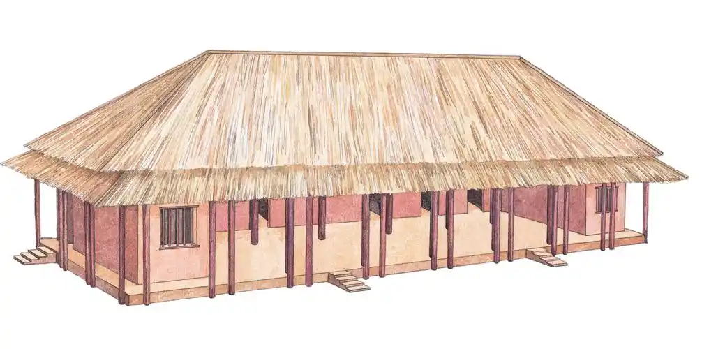 教学图片二里头一号宫殿复原图