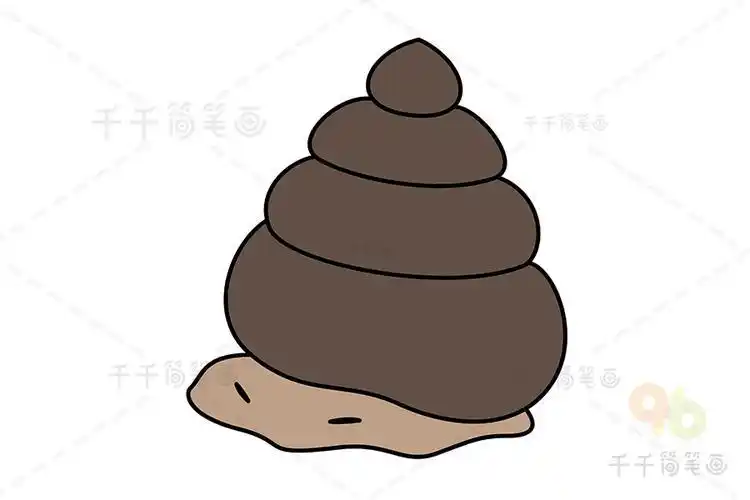 卡通田螺简笔画彩色