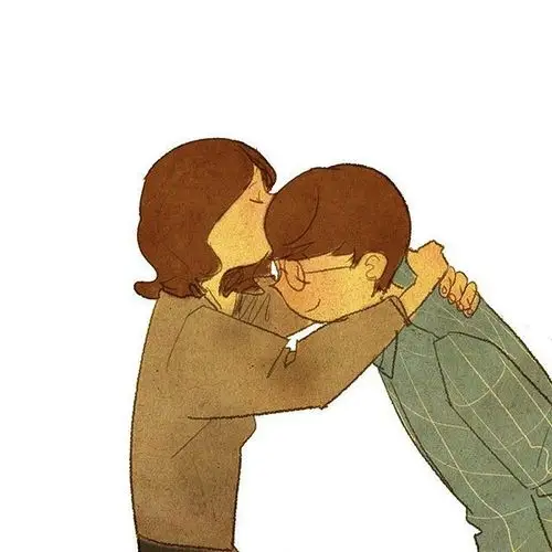 温馨甜蜜又幸福的情侣唯美插画图片