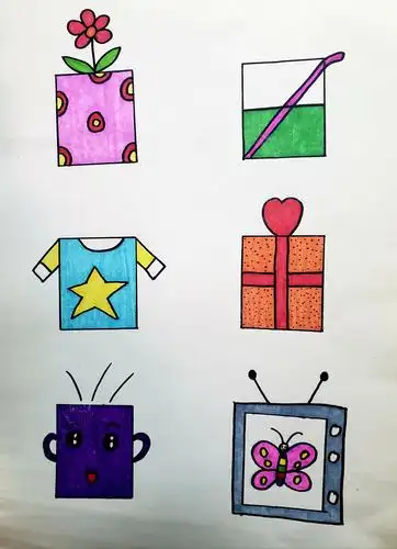 启蒙儿童画《长方形变变变》