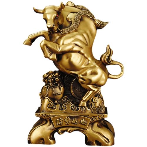 纯铜铜牛摆件旺财牛势牛气冲天金钱旺市金牛摆件