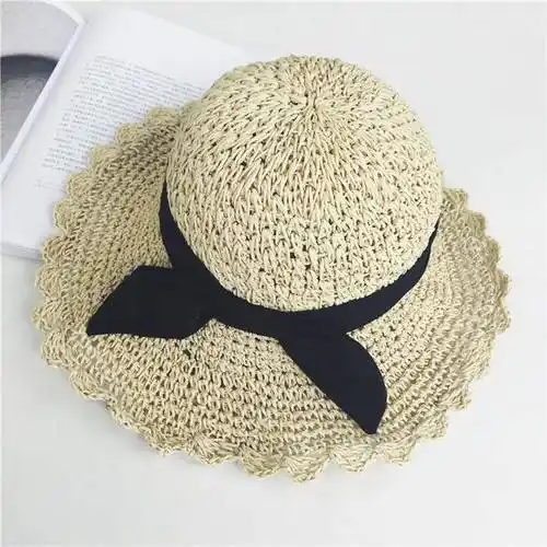 韩版百搭遮阳帽子女夏天太阳帽草帽夏小清新沙滩防晒海边凉帽出—帽子