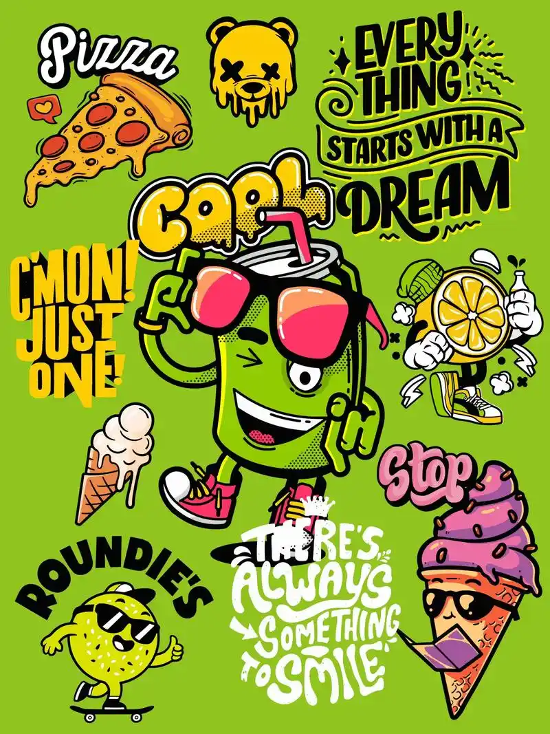 【憨瑞插画】美式复古系涂鸦风插画分享18.#插画 #涂鸦 # - 抖音