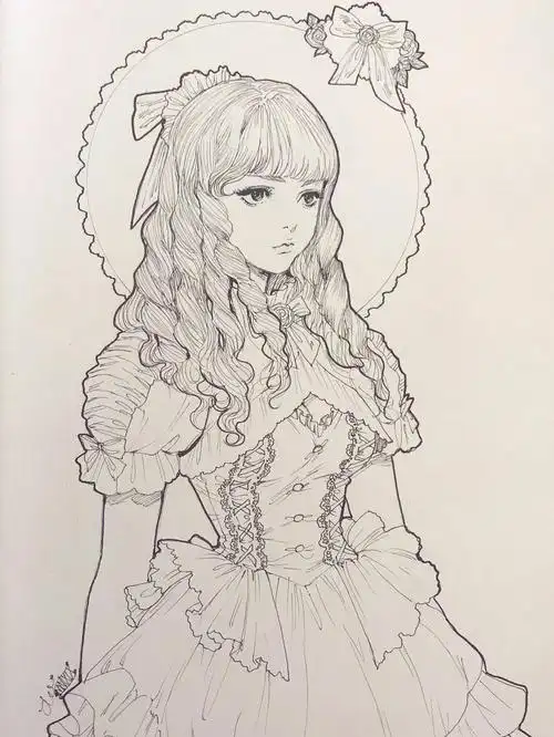 复古线描人物素材