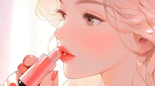 涂口红的明艳美女插画