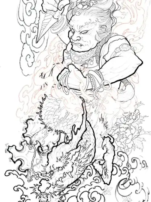 满背不动明王纹身手稿