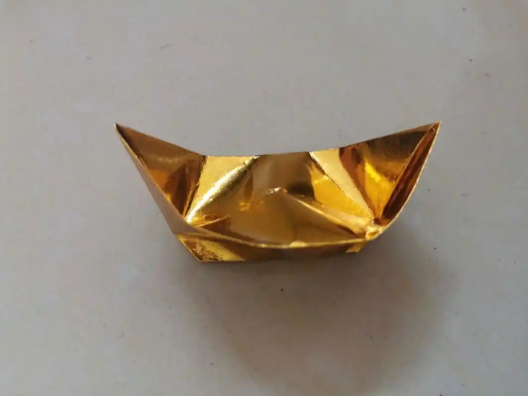 纸折金元宝 清明节要到了,展示下金元宝的折法 1.