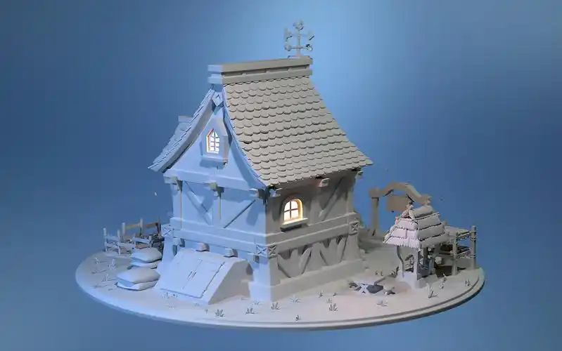 【3dmax萌新教程】卡通房子结构建模 渲染,零基础场景模型建模思路