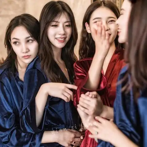 秋冬季新娘晨袍女伴娘团睡袍两件套金丝绒睡衣结婚婚礼浴袍定制春