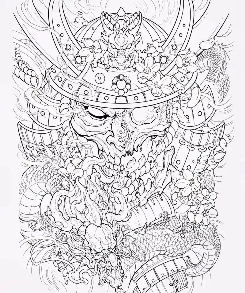 纹身 #鬼武士 #纹身手稿 #纹身 - 抖音